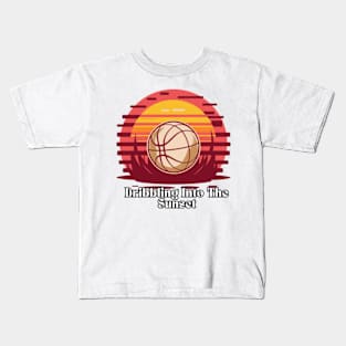 Basketball Dribbling Into The Sunset Kids T-Shirt